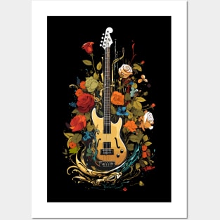 Guitar & Roses V2 Posters and Art